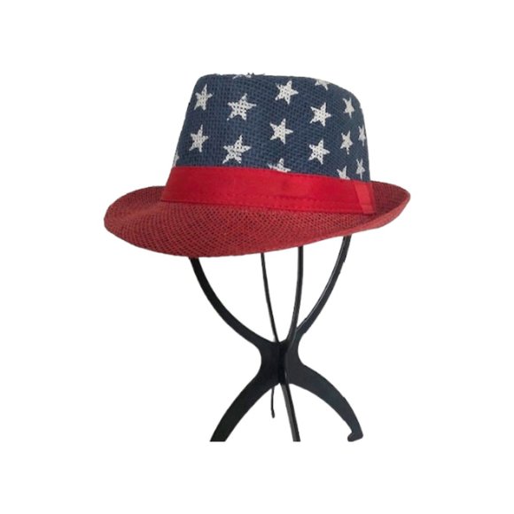 Jacobson STARS & STRIPES FEDORA w/RED GROSGRAIN BAND - Picture 2 of 7